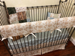 Farm House Boy Baby Bedding, Cowhide Nursery Bedding, Patchwork blanket, Crib Rail Cover