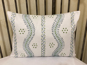 Stripes and Vines Nursery Accent Pillow, Blue, Green, Pink Nursery Pillow