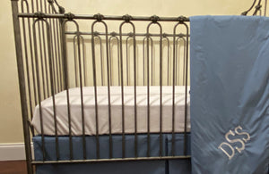 Denim Blue Baby Boy Crib Bedding Set - Boy Crib Bedding, Crib Rail Cover Set
