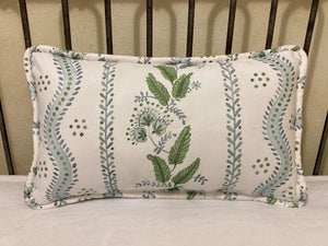 Blue and Green Floral Stripes Crib Bedding, Boy Baby Bedding, Rail Cover, Double Pleated Crib Skirt