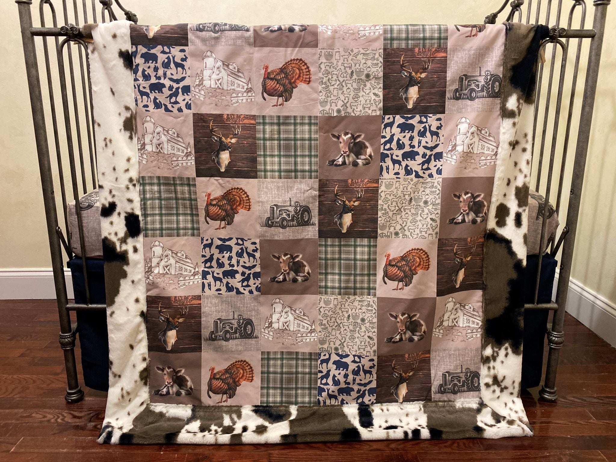 Farm Blanket, Crib Blanket, Boy Baby Blanket, Minky Blanket