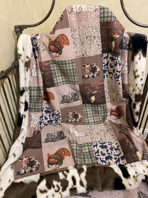 Farm Blanket, Crib Blanket, Boy Baby Blanket, Minky Blanket, Personalized Blanket