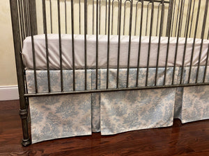 Toile Double Pleated Crib Skirt - Choose Your Color