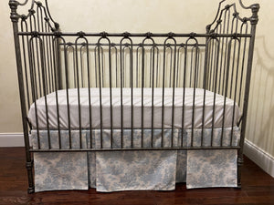 Toile Double Pleated Crib Skirt - Choose Your Color