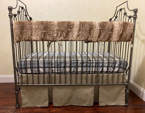Baby Boy Deer Crib Bedding, Woodland Nursery, Little Man Buck in Blue, Gray, and Green