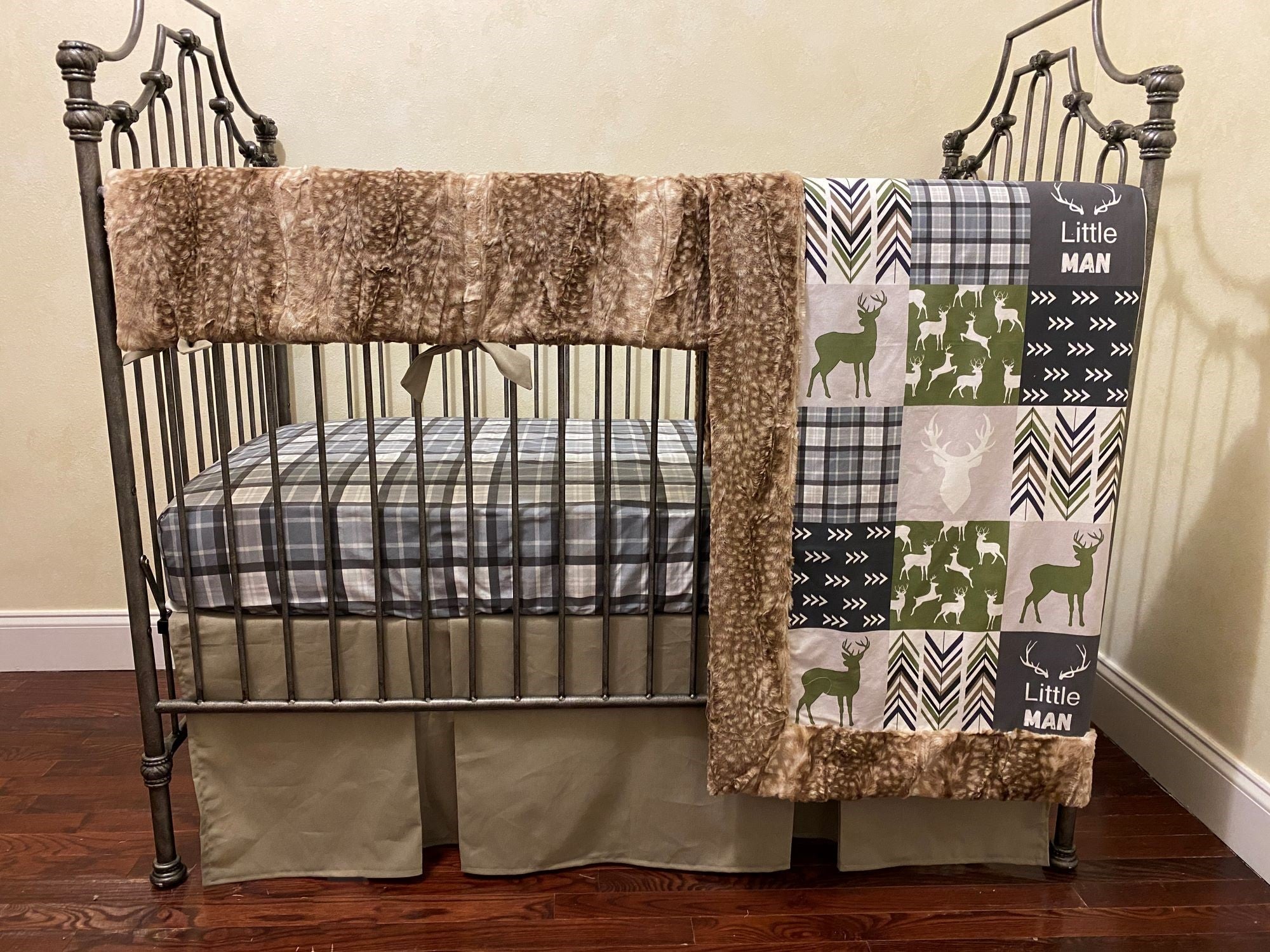 Baby Boy Deer Crib Bedding, Woodland Nursery, Little Man Buck in