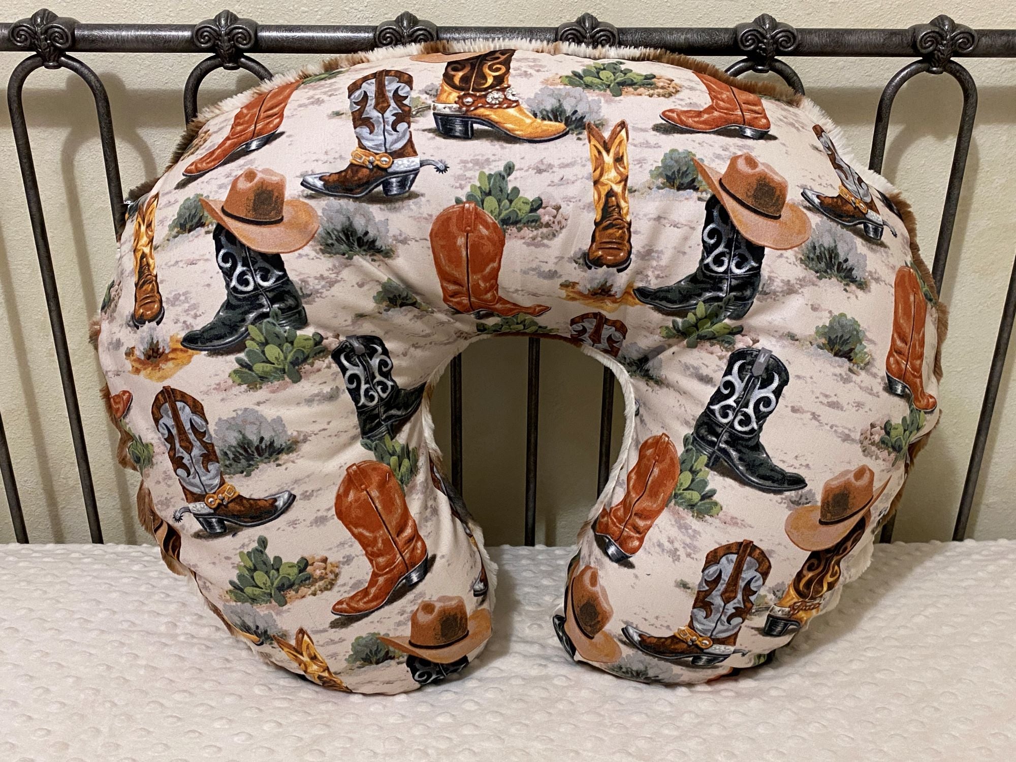 Cowboy Boots with Luxe Pony Minky Nursing Pillow Cover Just Baby