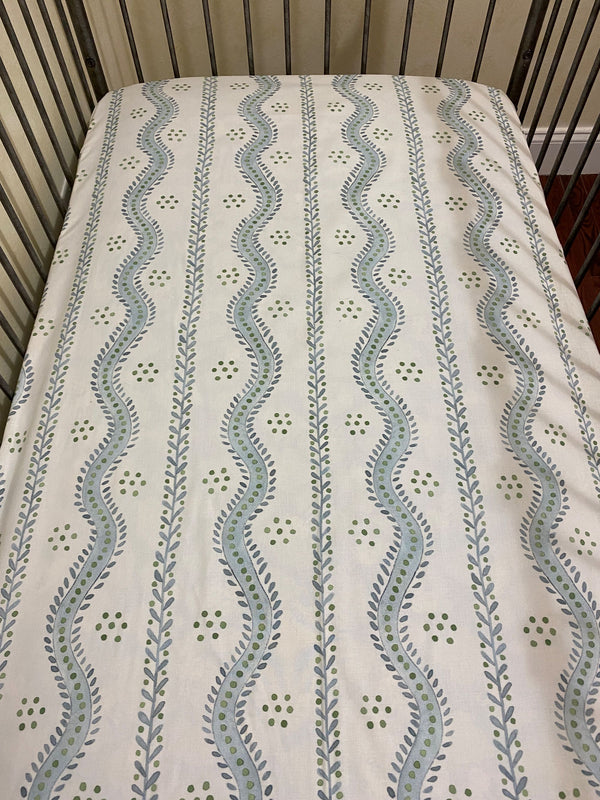 Blue Stripe Crib Sheet – Fitted Baby Crib Sheet With Elastic Corners - View #7