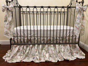 Nursery Rhyme Toile Crib Bedding, Boy Baby Bedding, Girl Crib Bedding