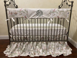 Nursery Rhyme Toile Crib Bedding, Boy Baby Bedding, Girl Crib Bedding