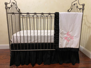 Black and White Baby Girl Crib Bedding, Girl Baby Bedding, Crib Rail Cover