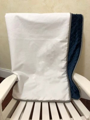 White, Navy Blue, and Gray Baby Boy Crib Bedding, Crib Rail Cover
