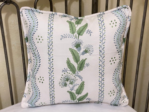 Blue and Green Floral Stripes Crib Bedding, Boy Baby Bedding, Rail Cover, Double Pleated Crib Skirt