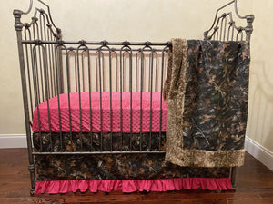 Girl Crib Bedding, Hot Pink Camouflage Baby Bedding