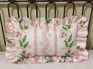 Girl Crib Bedding, Bright Pink and Green Stripes and Vines Baby Bedding