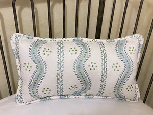 White with Blue and Green Floral Stripes Crib Bedding, Boy Baby Bedding, Rail Cover, Gathered Crib Skirt