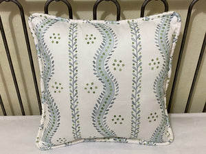 White with Blue and Green Floral Stripes Crib Bedding, Boy Baby Bedding, Rail Cover, Gathered Crib Skirt