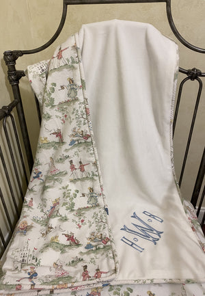 Nursery Rhyme Toile Baby Blanket, Crib Blanket