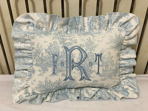 Toile Accent Pillow with Ruffle