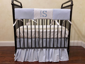 Baby Boy Light Blue Seersucker Mini Crib Bedding