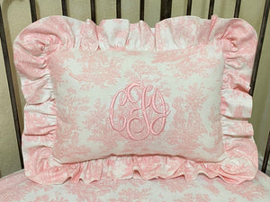 Toile Accent Pillow with Ruffle