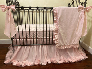 Pale Pink Crib Bedding - Ballerina Crib Bedding, Princess Baby Bedding, Girl Crib Bedding, Tulle Crib Skirt