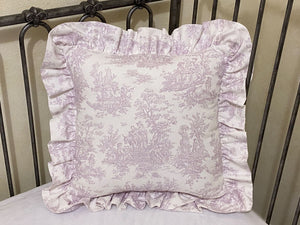 Lavender Toile Crib Bedding, Girl Baby Bedding, Scalloped Crib Rail Cover, Gathered Crib Skirt