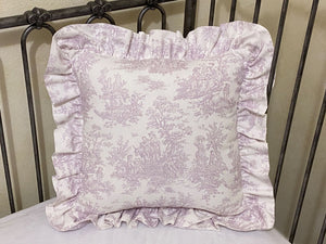 Toile Accent Pillow with Ruffle