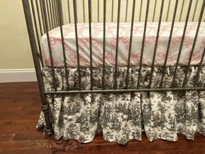 Toile Gathered Crib Skirt - Choose Your Color