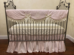 Pale Pink and Ivory Baby Girl Crib Bedding Set - Girl Baby Bedding, Crib Rail Cover, Gathered Crib Skirt