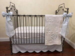 Baby Boy Blue Gingham Crib Bedding, Gingham Crib Skirt