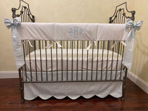 Baby Boy Blue Gingham Crib Bedding, Gingham Crib Skirt