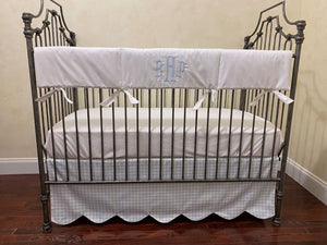 Baby Boy Blue Gingham Crib Bedding, Gingham Crib Skirt