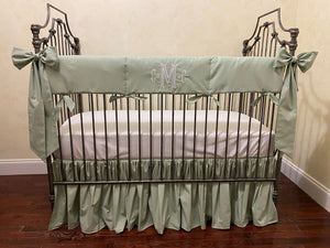 Soft Green Gender Neutral Baby Bedding, Girl Crib Bedding, Boy Crib Bedding, Crib Rail Cover