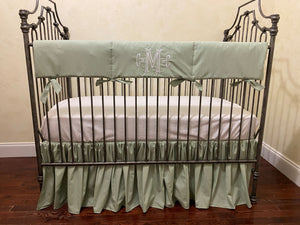 Soft Green Gender Neutral Baby Bedding, Girl Crib Bedding, Boy Crib Bedding, Crib Rail Cover