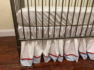 Gathered Cotton Crib Skirt with Band and Accent Stripe - Choose Your Colors