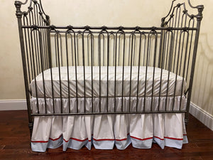 Gathered Cotton Crib Skirt with Band and Accent Stripe - Choose Your Colors