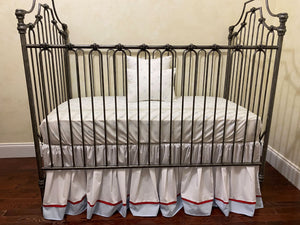 Baby Boy Americana Crib Bedding, Baby Bedding in White, Light Blue, and Red