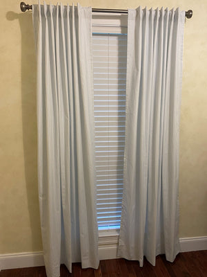 Blue Ticking Stripe Curtain Panels