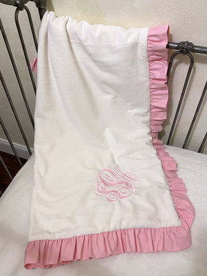 Baby Girl White and Light Pink Crib Bedding, Crib Rail Cover, Gathered Crib Skirt