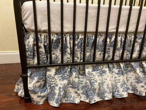 Toile Gathered Crib Skirt - Choose Your Color