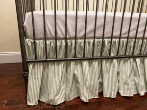 Classic Ticking Stripe or Gingham Gathered Crib Skirt - Choose Your Color