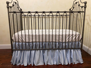 White and Pale Blue Baby Bedding - Baby Boy Crib Bedding, Crib Rail Cover