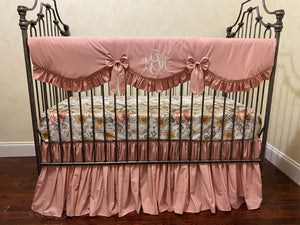 Vintage Floral, Vintage Blush Rose Baby Girl Crib Bedding