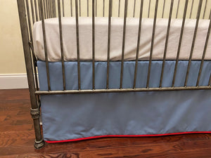 Flat Panel Cotton Crib Skirt with Piping Trim - Choose Your Color