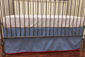 Flat Panel Cotton Crib Skirt with Piping Trim - Choose Your Color