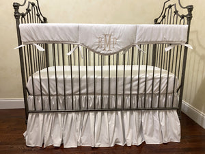 White Gender Neutral Crib Bedding, Boy Crib Bedding, White Crib Rail Cover, White Crib Skirt