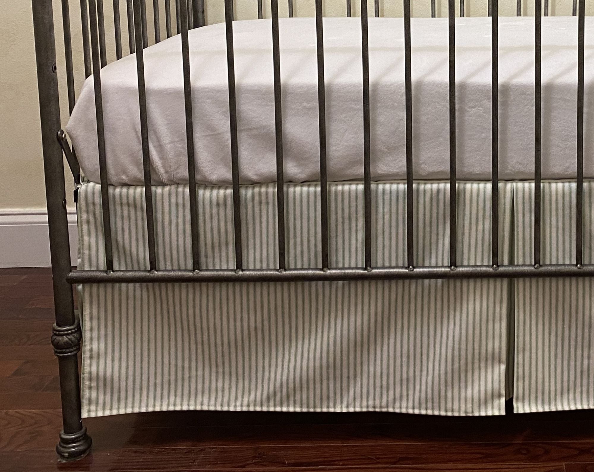 Ticking Stripe Tailored, Pleated Crib Skirt Choose Your Color