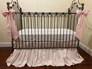 Pink Ticking Stripe Crib Bedding, Baby Girl Crib Bedding