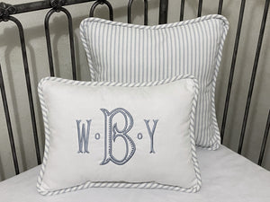 White with Gray Ticking Stripe Baby Boy Crib Bedding